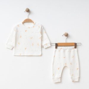 OBABY UNISEX 6-9-12-18 AY MANTAR BASKILI 2Lİ TAKIM Bebek Takım