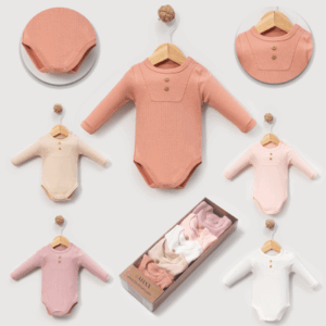 LOVEMAXX KIZ 5Lİ UZUNKOL BODY Bebek Badi