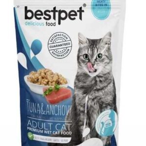 BestPet Pouch Ton Balıklı ve Hamsili Yetişkin Kedi Konservesi 85gr KONSERVE YAŞ MAMALAR