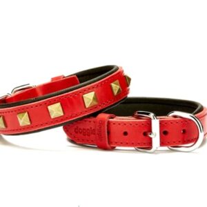 Doggie Piramit Metal İşlemeli Deri Köpek Boyun Tasması 3,5x47x55 cm Kırmızı BOYUN TASMALARI